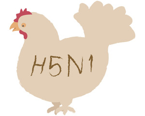 Chicken Vector Drawing with H5N1 text