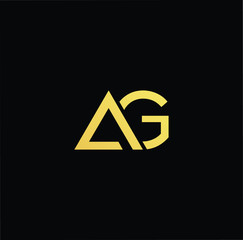 Outstanding professional elegant trendy awesome artistic black and gold color AG GA initial based Alphabet icon logo.