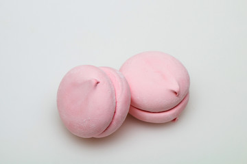 Dessert. Sweet multi-colored marshmallows on a white background