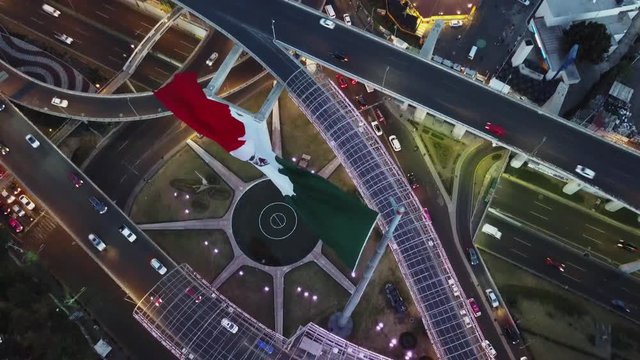 monumental mexican flag waving in mexico city shot by a drone bandera monumental de mexico ondeando en la ciudad de mexico grabada por dron