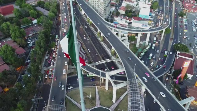 monumental mexican flag waving in mexico city shot by a drone bandera monumental de mexico ondeando en la ciudad de mexico grabada por dron