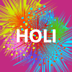 Square abstract colorful vector illustration of Holi festival with bright vivid splashes