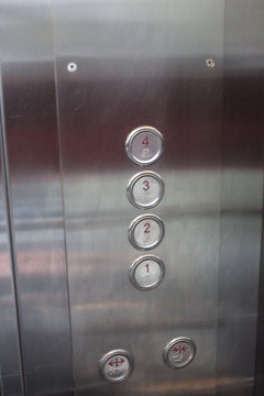 buttons of lift on the hotel