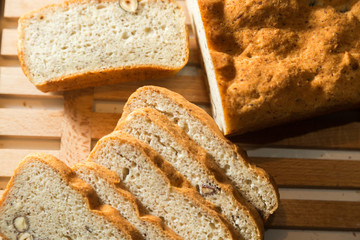 Homemade gluten free bread with almonds.