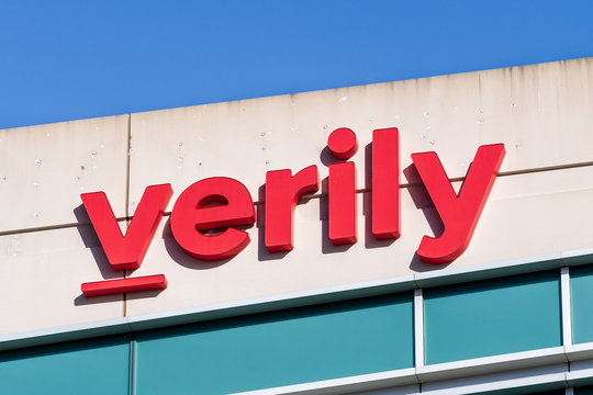 Feb 2, 2020 South San Francisco / CA / USA - Verily sign at their headquarters in Silicon Valley; Verily Life Sciences is Alphabet Inc.'s research organization devoted to the study of life sciences