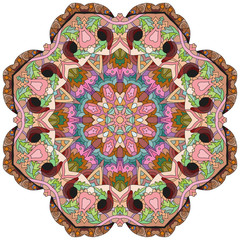 Colorful cute Mandalas. Decorative unusual round ornaments.