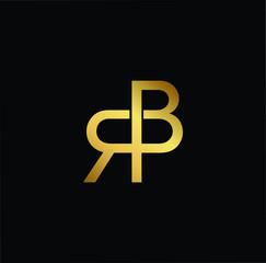 Outstanding professional elegant trendy awesome artistic black and gold color RB BR initial based Alphabet icon logo.