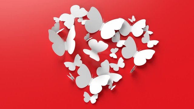Beautiful butterflies sit in the shape of a heart. The concept of love and tenderness. Postcard for romantic moments, declarations of love, Valentine's Day, seamless loops