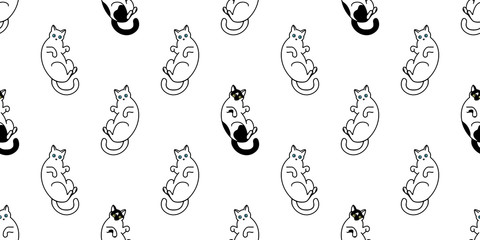 Seamless pattern with cute black and white cats. Texture for wallpapers, stationery, fabric, wrap, web page backgrounds, vector illustration