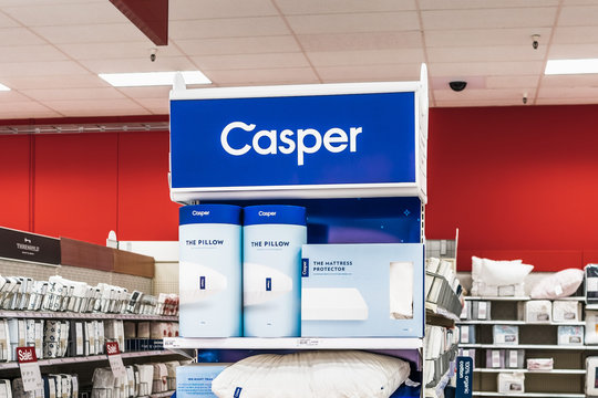 Feb 3, 2020 Mountain View / CA / USA - Casper products on display in a local big-box store; Casper Sleep is an American e-commerce company that sells sleep products online and in retail locations