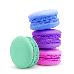 macaroons isolated on white background, clipping path, full depth of field