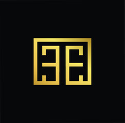 Outstanding professional elegant trendy awesome artistic black and gold color EE initial based Alphabet icon logo.