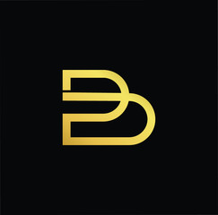 Outstanding professional elegant trendy awesome artistic black and gold color B BD DB PD DP PB BP initial based Alphabet icon logo.