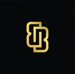 Outstanding professional elegant trendy awesome artistic black and gold color BB initial based Alphabet icon logo.
