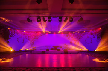 Wedding dance party zone with light show. - obrazy, fototapety, plakaty