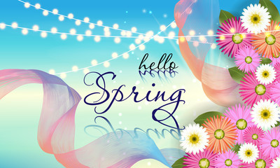 Spring  banner with beautiful flower. Can be used for template, banners, wallpaper, flyers, invitation, posters, brochure, voucher discount. Vector illustration - Images vectorielles