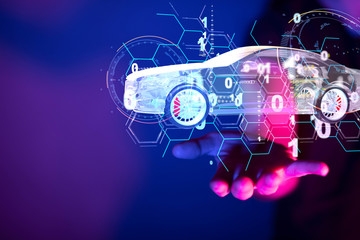 digital car technology smart in virtuel room