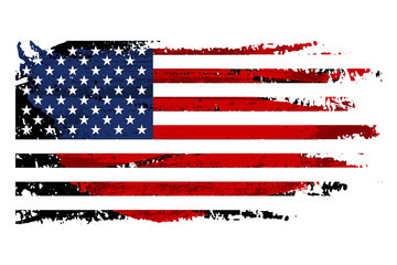 Vintage USA flag illustration. Vector American flag on grunge texture.