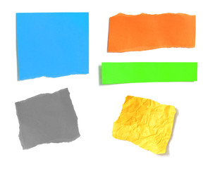 Set of old torn paper isolated on white background