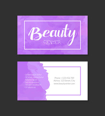 Beauty Center Business Card Template, Natural Cosmetics, Health Products, Spa Vector Illustration