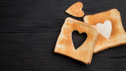  Toast witn a heart inside. Be my valentine concept