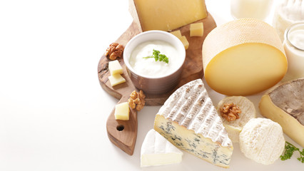 assorted of dairy product- cheese, yogurt, milk and butter