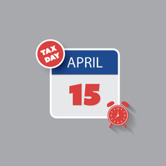 Tax Day Reminder Concept - Calendar Design Template - USA Tax Deadline, Due Date for IRS Federal Income Tax Returns: 15 April