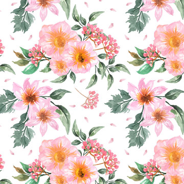 seamless floral pattern with gorgeous pink flowers