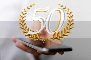 50 years anniversary celebration logotype with elegant celebration.