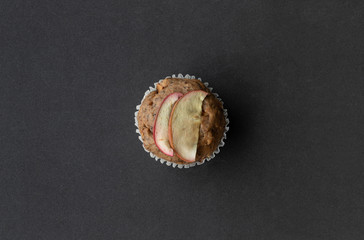 Top view flat lay homemade vegan banana muffin