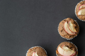 Top view flat lay homemade vegan banana muffins