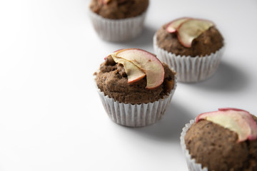 Homemade fresh vegan banana muffins with apple