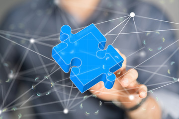 puzzle hand solution concept business.