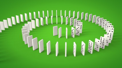 domino chips on green background. 3d illustration