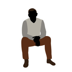 vector, isolated, silhouette in colored clothes, a man sitting