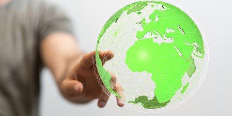 Human Hand Holding The World In Hands.