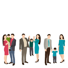 vector, isolated, silhouette in a flat style, family, set
