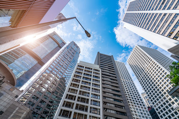 View of commercial building in Central Hong Kong..