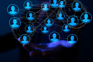 Lines connected with dots as social communication concept