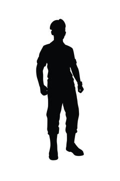 Standing soldier silhouette vector