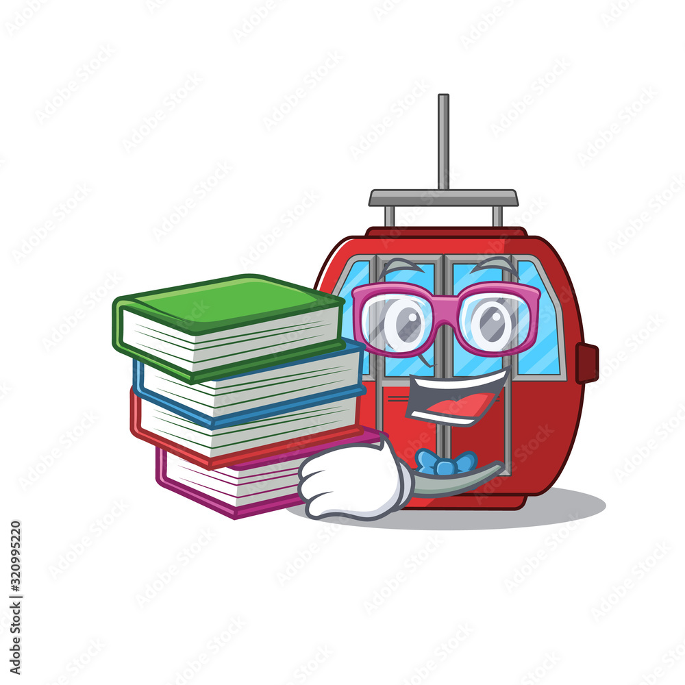 Wall mural mascot cartoon of ropeway studying with book