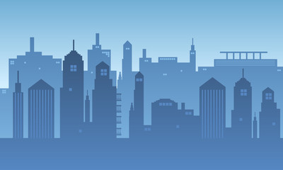 Fototapeta premium City silhouette in the morning with lots of buildings