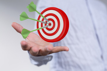 Dart arrow on target dartboard, Business success concept..