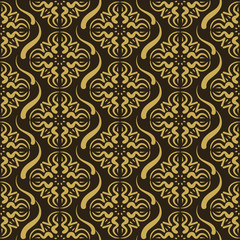 Seamless pattern Black and gold colors. Decorative pattern in a vintage style. Suitable for book cover, poster, logo, invitation. Vector.