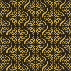 Seamless pattern Black and gold colors. Decorative pattern in a vintage style. Suitable for book cover, poster, logo, invitation. Vector.