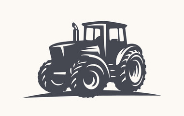 Modern tractor illustration on white background. - obrazy, fototapety, plakaty