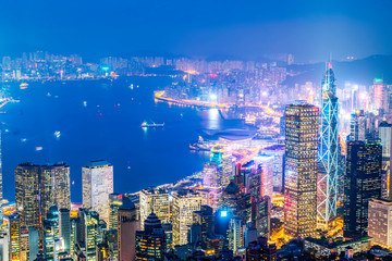 Fototapeta na wymiar Beautiful night view of Hong Kong..