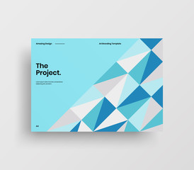Fototapeta premium Creative business presentation vector A4 horizontal orientation front page mock up. Modern corporate report cover abstract geometric illustration design layout. Company identity brochure template.
