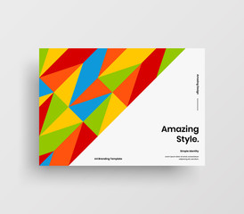 Creative business presentation vector A4 horizontal orientation front page mock up. Modern corporate report cover abstract geometric illustration design layout. Company identity brochure template.