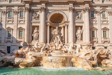 Fototapeta na wymiar Trevi Fountain, Rome, Italy. Trevi Fountain is one of the main tourist attractions in the city.